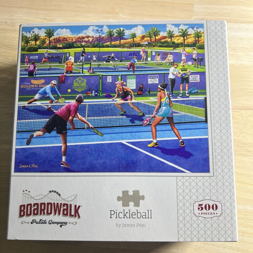Pickleball 500 Piece Jigsaw Puzzle Boardwalk New made in usa gift christmas fan